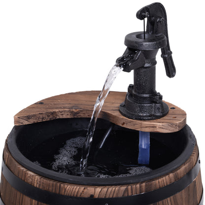 outsunny-wood-barrel-patio-water-fountain-electric-pump-garden-decorative-ornament-with-flower-planter-decor