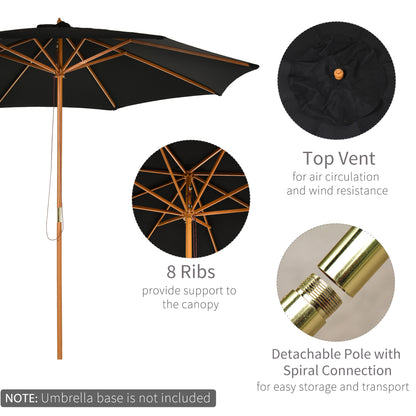 outsunny-3m-bamboo-wooden-market-patio-umbrella-garden-parasol-outdoor-sunshade-canopy-8-ribs-black