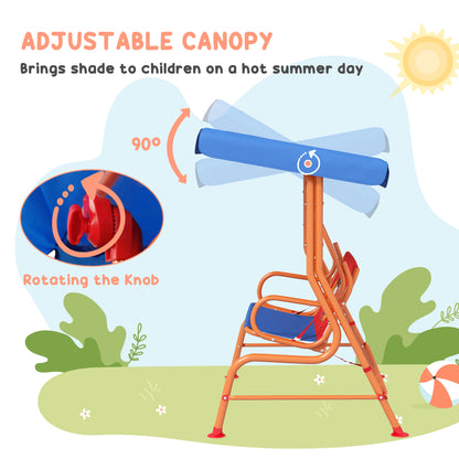 outsunny-two-seater-kids-garden-swing-cowboy-themed-kids-swing-chair-with-adjustable-canopy-safety-belts-for-outdoor-use