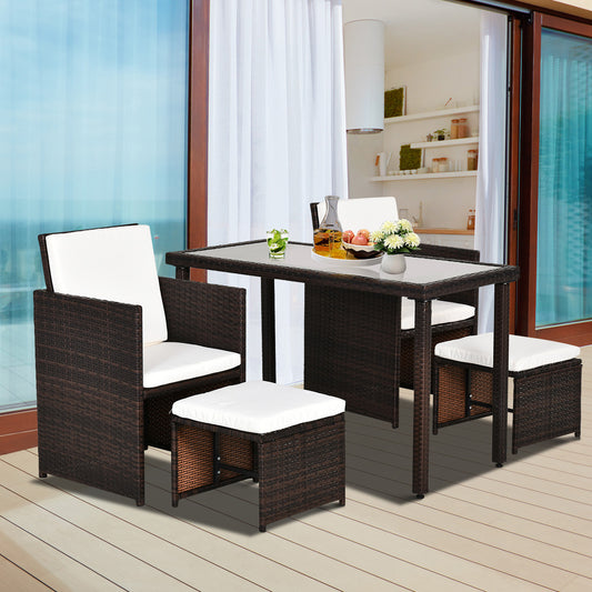 outsunny-4-seater-rattan-garden-furniture-space-saving-wicker-weave-sofa-set-conservatory-dining-table-table-chair-footrest-cushioned-brown