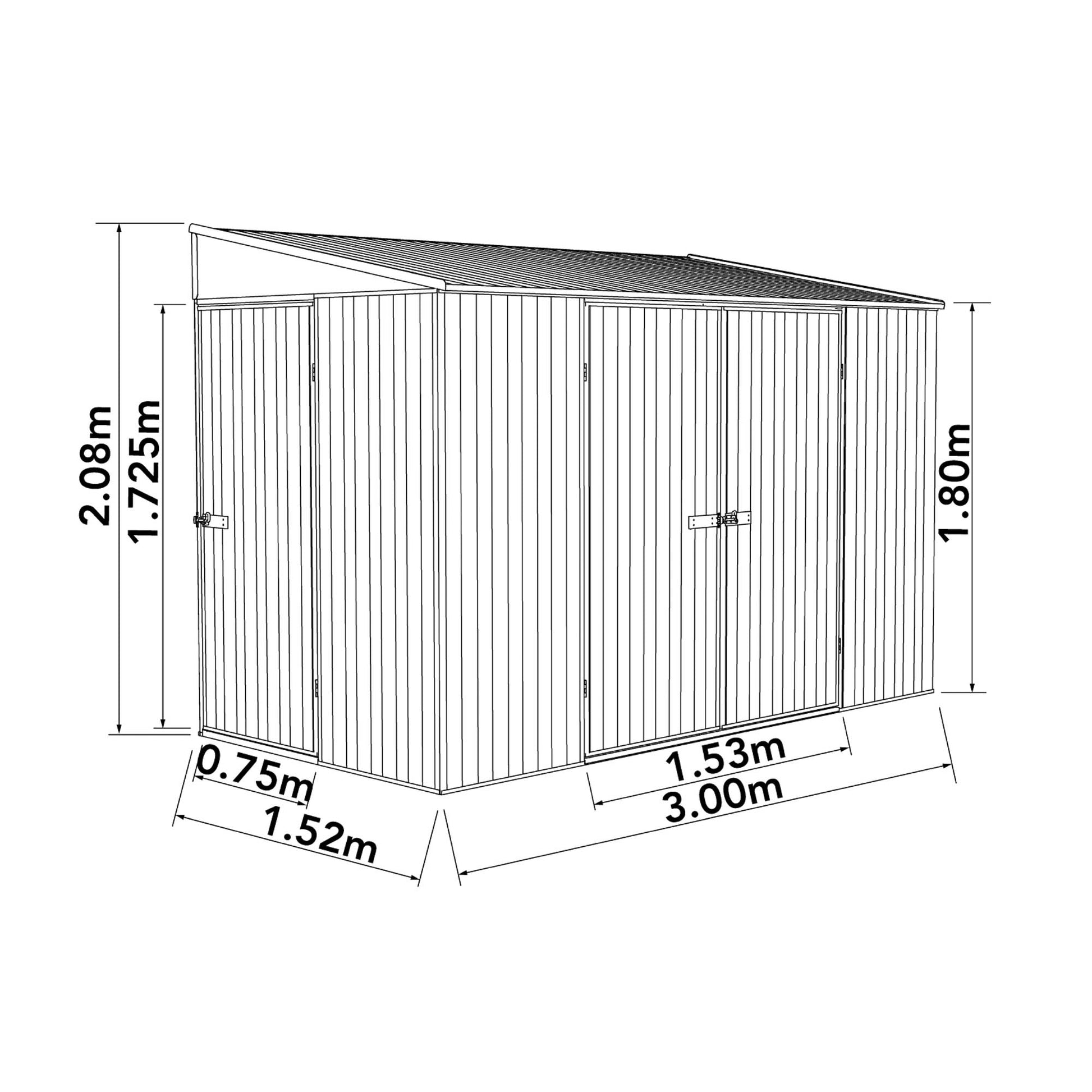 Absco Bike Shed 3.00M X 1.52M - (Woodland Grey)