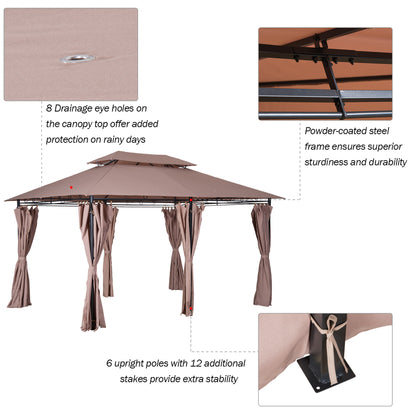 outsunny-4m-x-3m-metal-gazebo-canopy-party-tent-garden-pavillion-patio-shelter-pavilion-with-curtains-sidewalls-brown