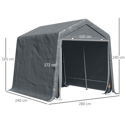 outsunny-garden-storage-tent-heavy-duty-bike-shed-patio-storage-shelter-w-metal-frame-and-double-zipper-doors-2-8m-x-2-4m-x-2-4m-dark-grey