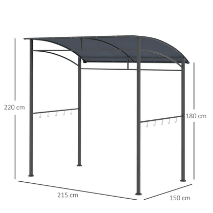 outsunny-2m-7ft-bbq-grill-gazebo-tent-garden-grill-metal-frame-and-canopy-with-hooks-outdoor-sun-shade-grey