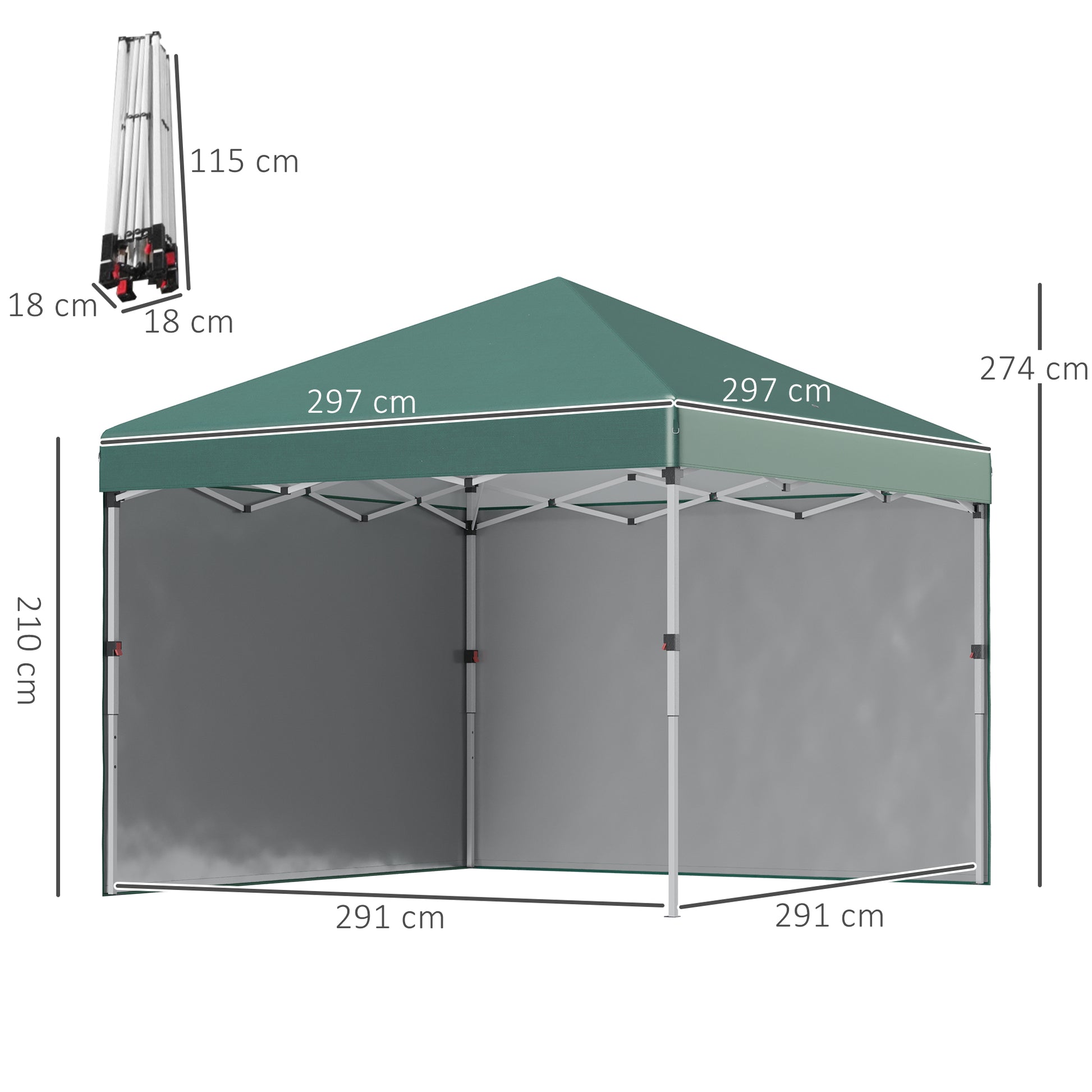 outsunny-3-x-3-m-pop-up-gazebo-with-2-sidewalls-leg-weight-bags-and-carry-bag-height-adjustable-party-tent-event-shelter-for-garden-patio-green