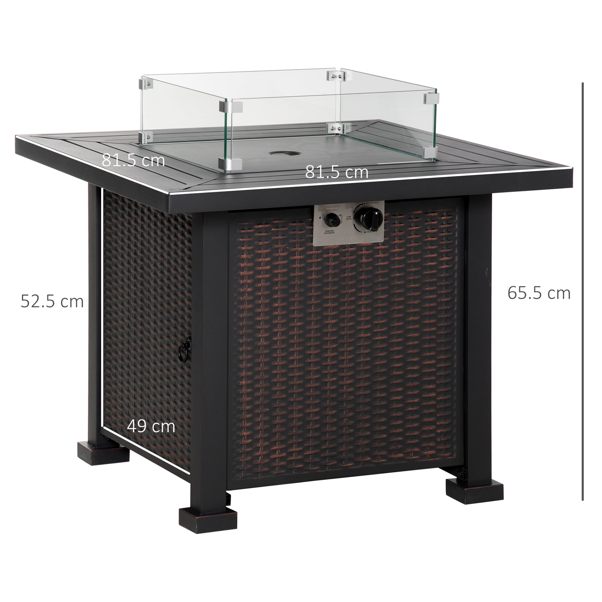 outsunny-square-propane-gas-fire-pit-table-50000-btu-rattan-smokeless-firepit-patio-heater-w-glass-screen-beads-and-lid-82cm-x-82cm-x-66cm-black