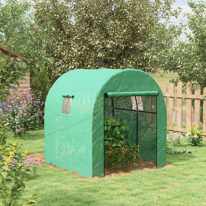 outsunny-polytunnel-greenhouse-walk-in-grow-house-with-uv-resistant-pe-cover-doors-and-mesh-windows-1-8-x-1-8-x-2m-green