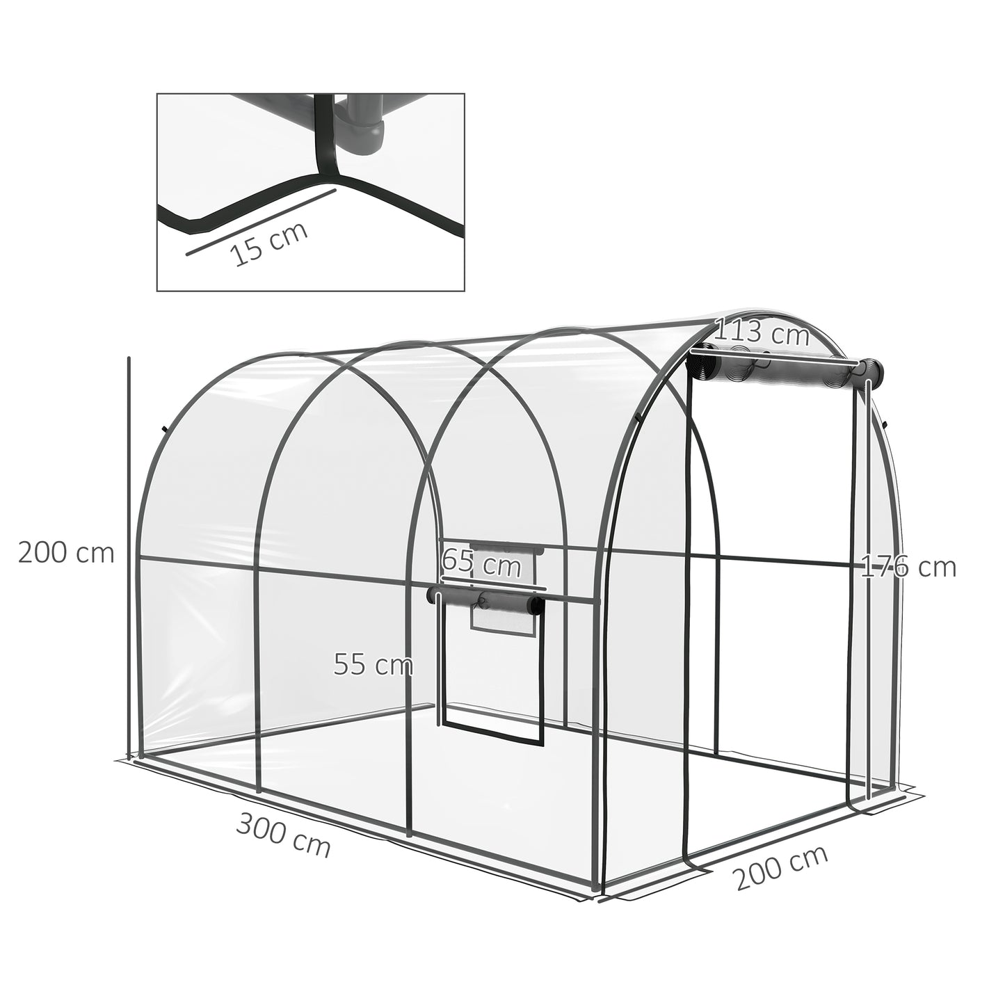 outsunny-polytunnel-greenhouse-walk-in-grow-house-with-plasric-cover-door-mesh-window-and-steel-frame-3-x-2-x-2m-clear