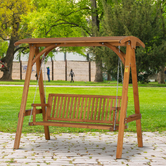 outsunny-3-seater-larch-wood-garden-swing-chair-bench-hammock-lounger-with-wooden-canopy-teak