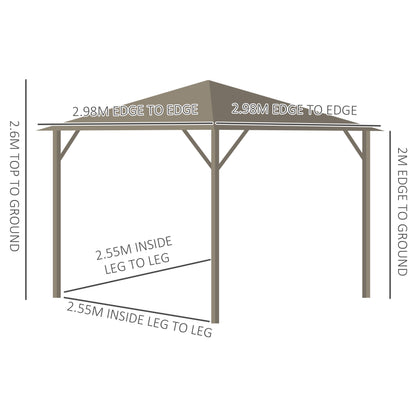 outsunny-3-x-3-m-garden-gazebo-with-netting-and-curtains-hard-top-gazebo-canopy-shelter-with-metal-roof-aluminium-frame-for-garden-lawn-deck-bronze-tone