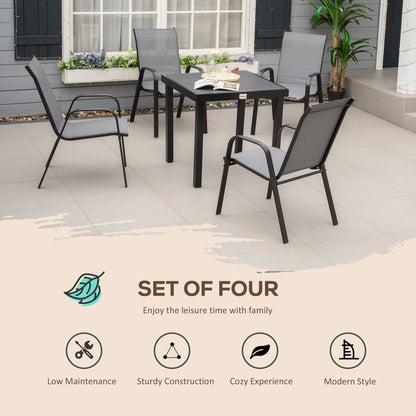 outsunny-set-of-4-garden-dining-chair-set-stackable-outdoor-patio-furniture-set-with-backrest-and-armrest-dark-grey