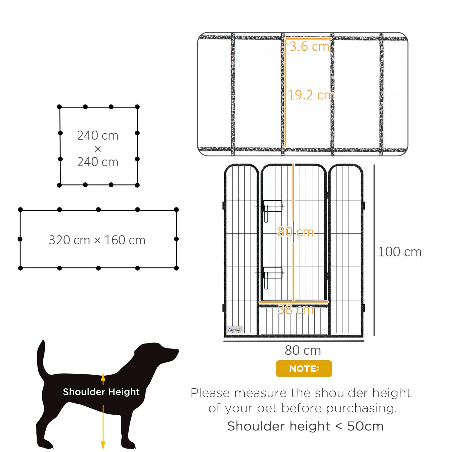 PawHut Heavy Duty Puppy Play Pen, 12 Panels Pet Exercise Pet, Pet Playpen for Small, Medium and Large Dogs