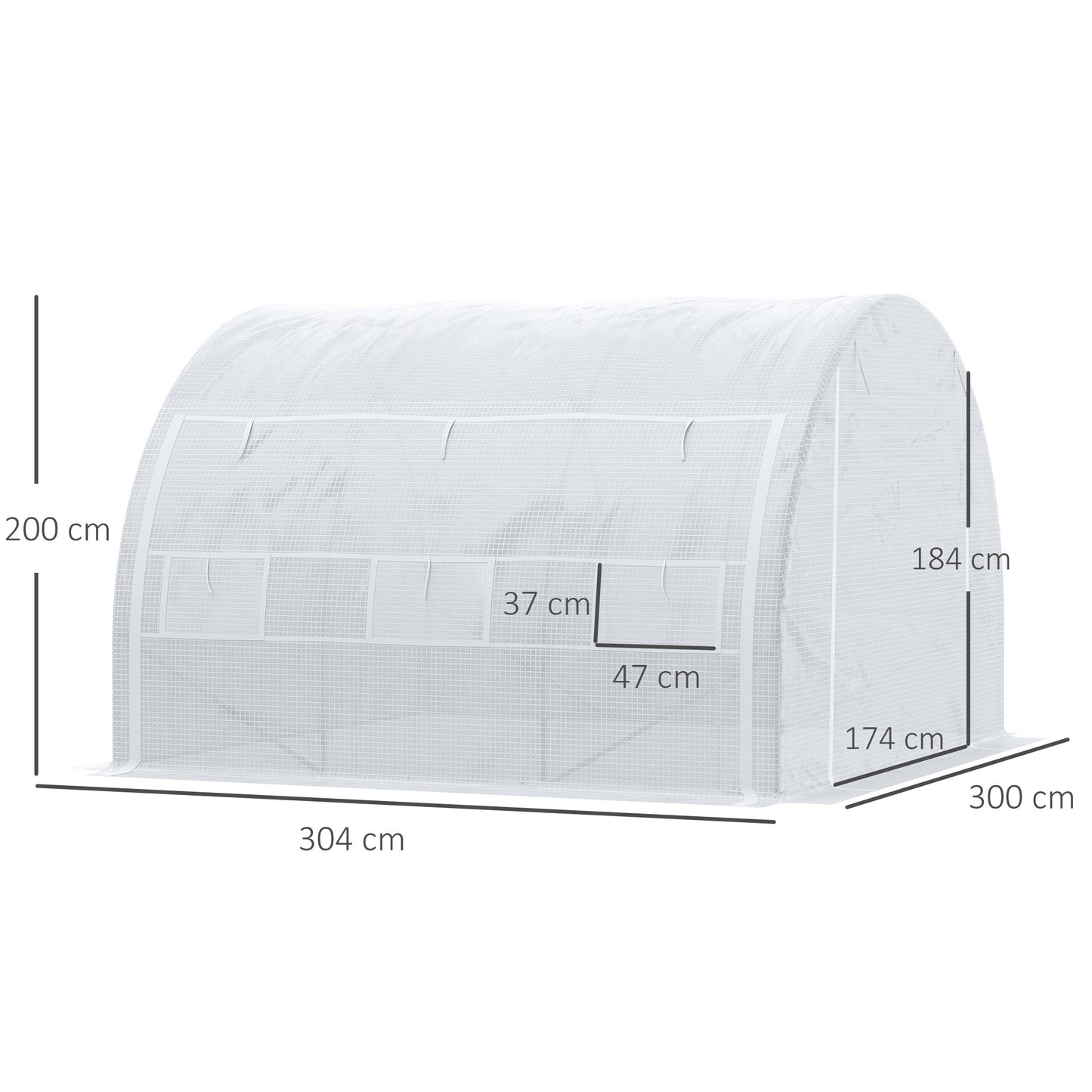 outsunny-3-x-3-x-2-m-polytunnel-greenhouse-walk-in-pollytunnel-tent-with-steel-frame-reinforced-cover-zippered-door-6-windows-for-garden-white