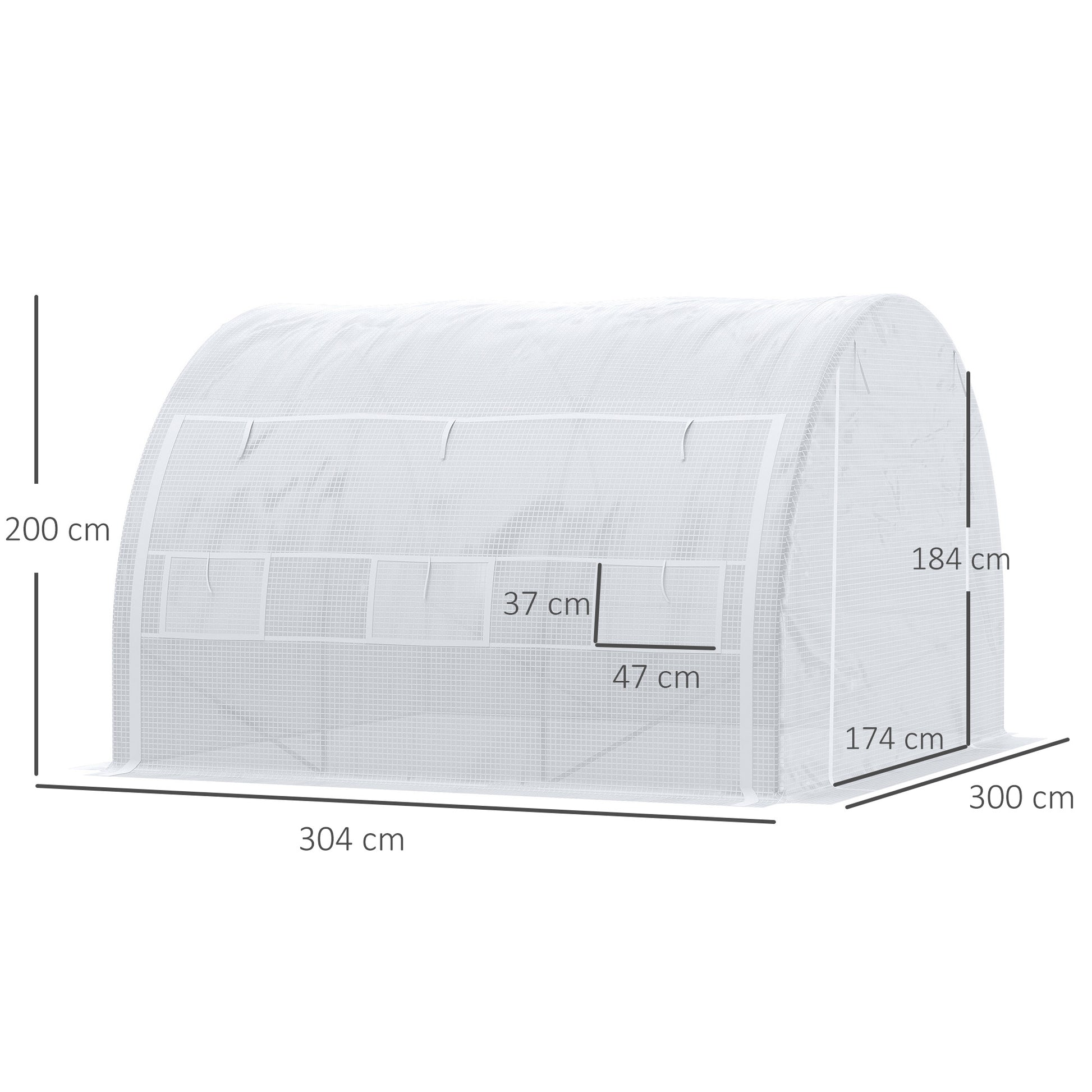 outsunny-3-x-3-x-2-m-polytunnel-greenhouse-walk-in-pollytunnel-tent-with-steel-frame-reinforced-cover-zippered-door-6-windows-for-garden-white