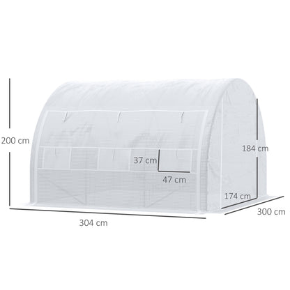 outsunny-3-x-3-x-2-m-polytunnel-greenhouse-walk-in-pollytunnel-tent-with-steel-frame-reinforced-cover-zippered-door-6-windows-for-garden-white