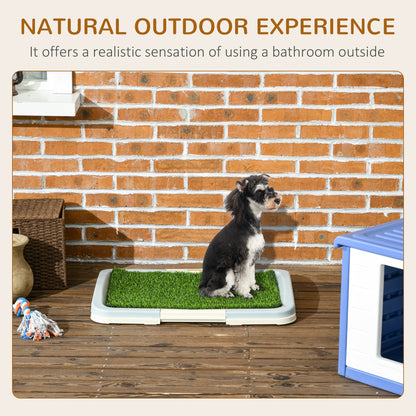 PawHut Puppy Training Pad Indoor Portable Puppy Pee Pad with Artificial Grass, Grid Panel, Tray, 63 x 48.5cm