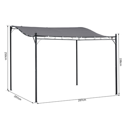 outsunny-garden-gazebo-awning-3x3m-freestanding-metal-wall-awning-canopy-grey