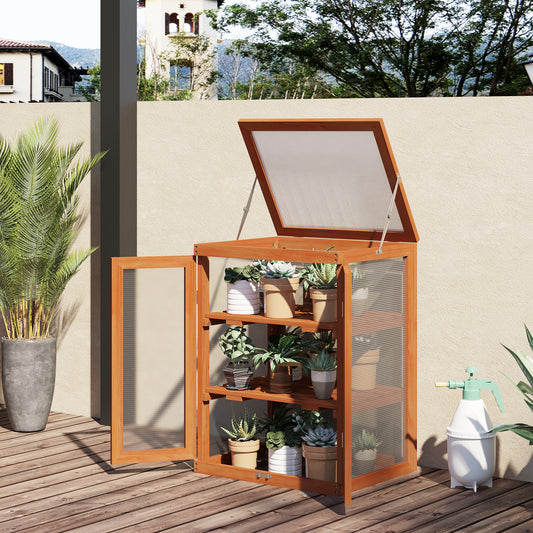 outsunny-3-tier-wood-greenhouse-garden-polycarbonate-cold-frame-grow-house-w-storage-shelf-for-plants-flowers-orange