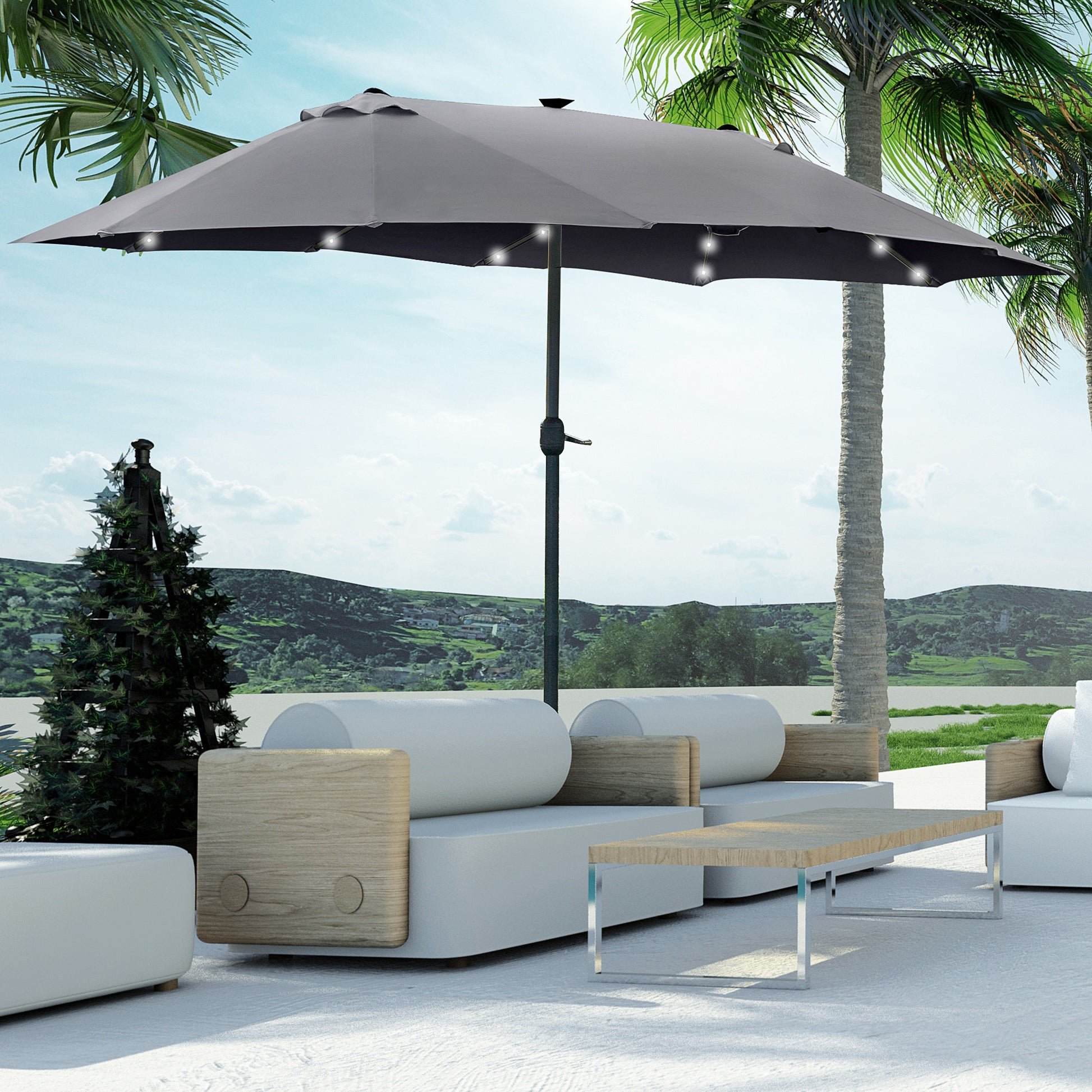 outsunny-4-4m-double-sided-sun-umbrella-garden-parasol-patio-sun-shade-outdoor-with-led-solar-light-dark-grey