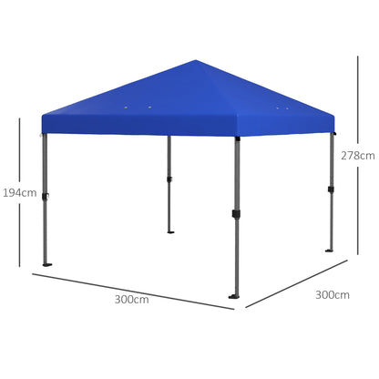 outsunny-3-x-3m-pop-up-gazebo-1-person-easy-up-marquee-party-tent-with-1-button-push-adjustable-straight-legs-wheeled-bag-stakes-ropes-sandbags-instant-shelter-blue