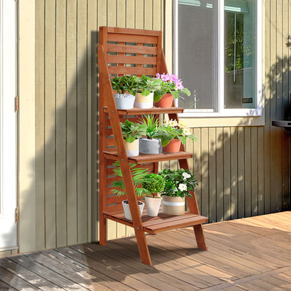 outsunny-solid-wood-three-tier-plant-rack-outdoor-organiser-unit-flower-herb-stand-ladder-design-storage-holder