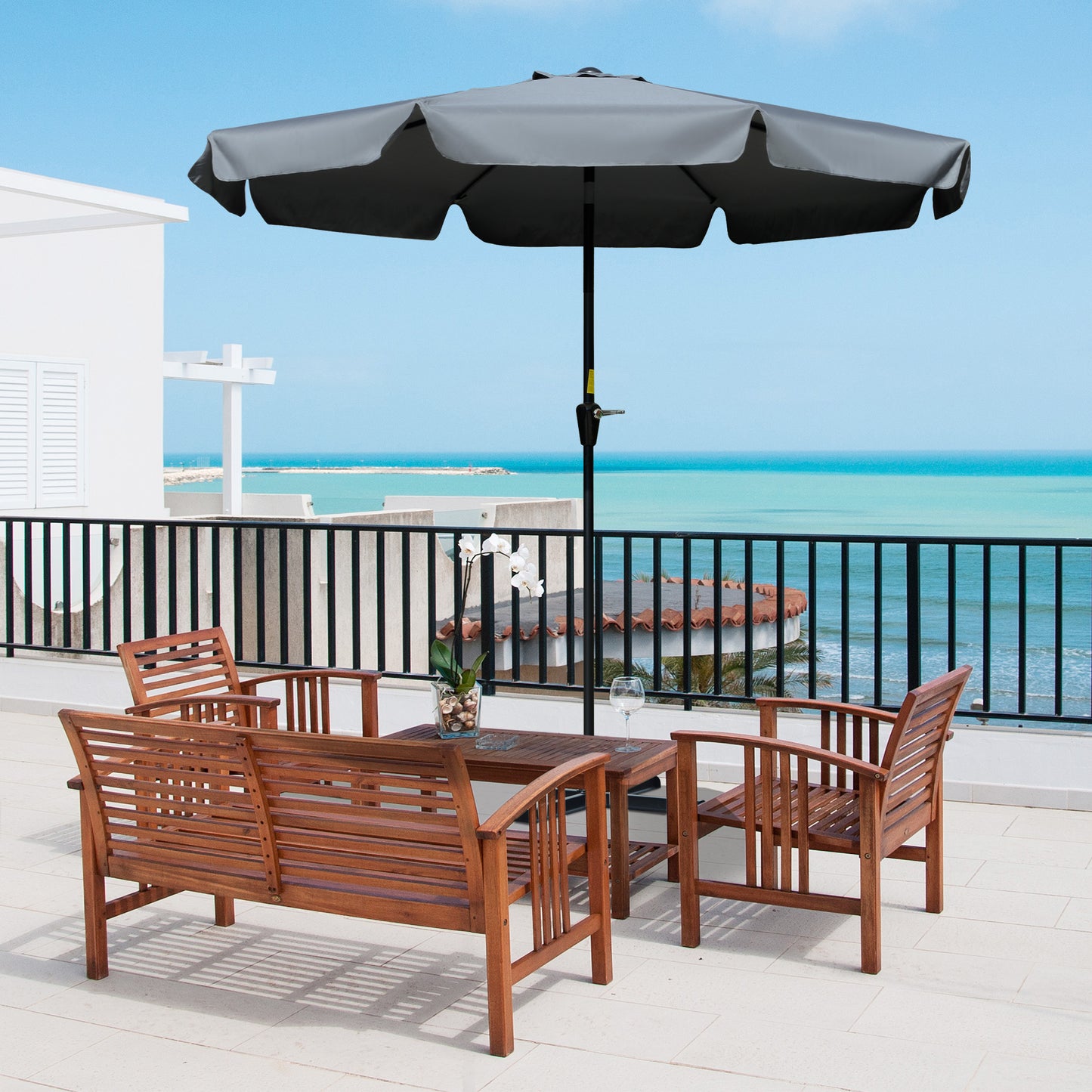 outsunny-2-66m-patio-umbrella-garden-parasol-outdoor-sun-shade-table-umbrella-with-ruffles-8-sturdy-ribs-charcoal-grey