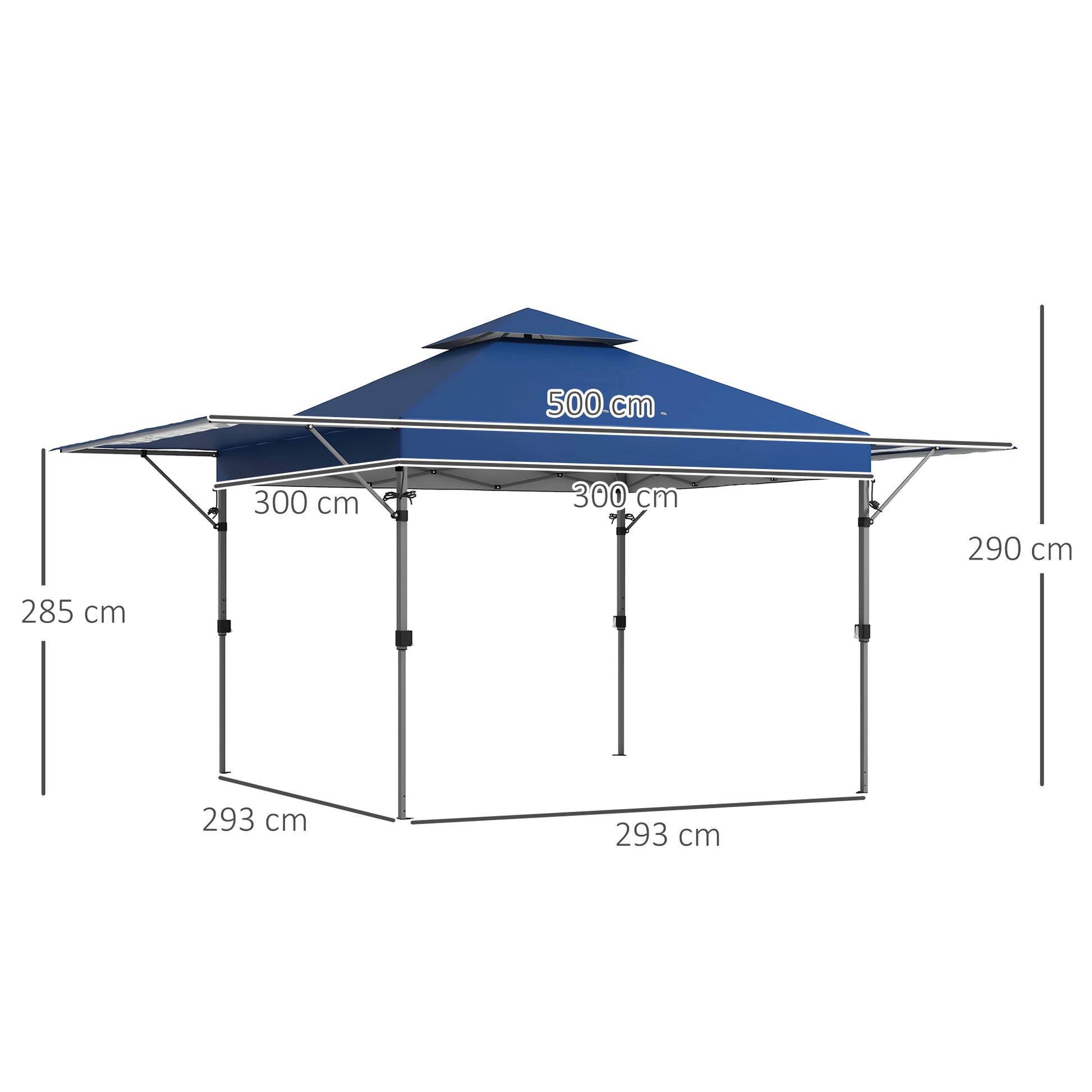 outsunny-5-x-3m-pop-up-gazebo-with-extend-dual-awnings-1-person-easy-up-marquee-party-tent-with-1-button-push-double-roof-wheeled-bag-sandbags-height-adjustable-instant-shelter-blue