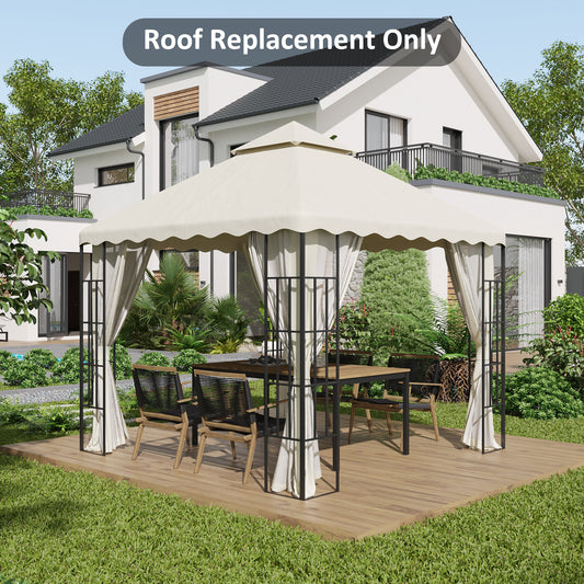 outsunny-3-x-3-m-gazebo-canopy-replacement-covers-2-tier-gazebo-roof-replacement-top-only-cream-white