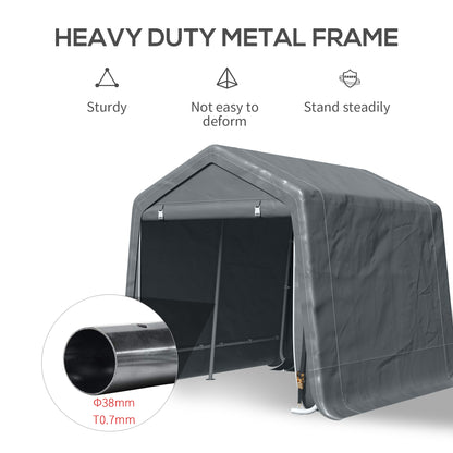 outsunny-garden-storage-tent-heavy-duty-bike-shed-patio-storage-shelter-w-metal-frame-and-double-zipper-doors-2-8m-x-2-4m-x-2-4m-dark-grey