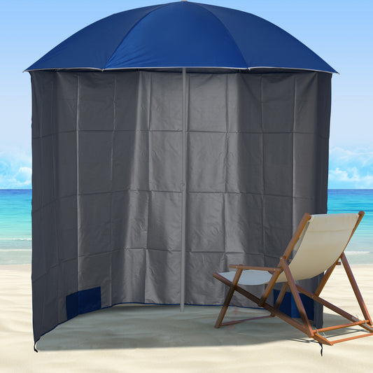 outsunny-88-arc-2-2m-fishing-umbrella-beach-parasol-with-sides-brolly-shelter-canopy-shade-with-free-carry-bag-blue