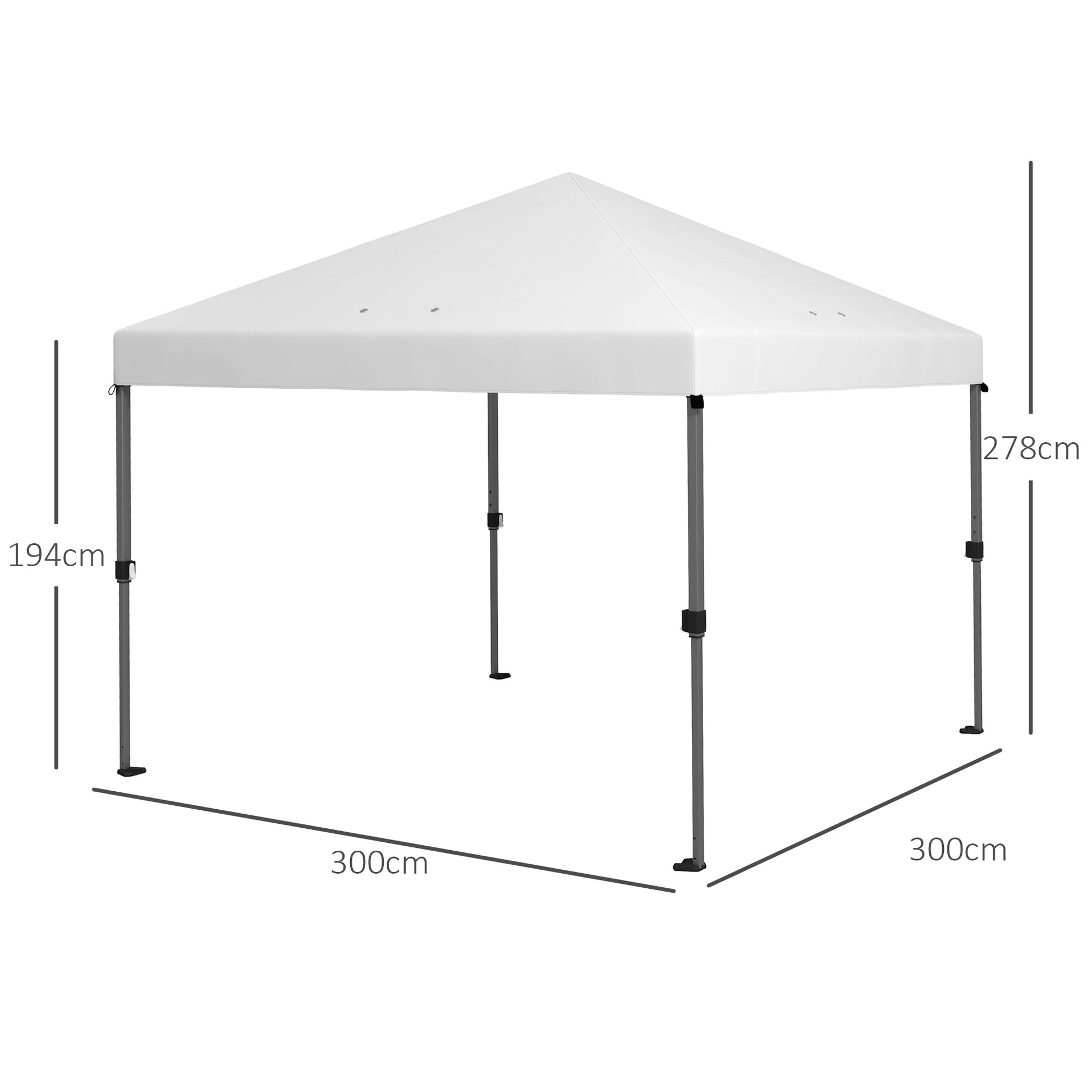 outsunny-3-x-3m-pop-up-gazebo-1-person-easy-up-marquee-party-tent-with-1-button-push-adjustable-straight-legs-wheeled-bag-stakes-ropes-sandbags-instant-shelter-white