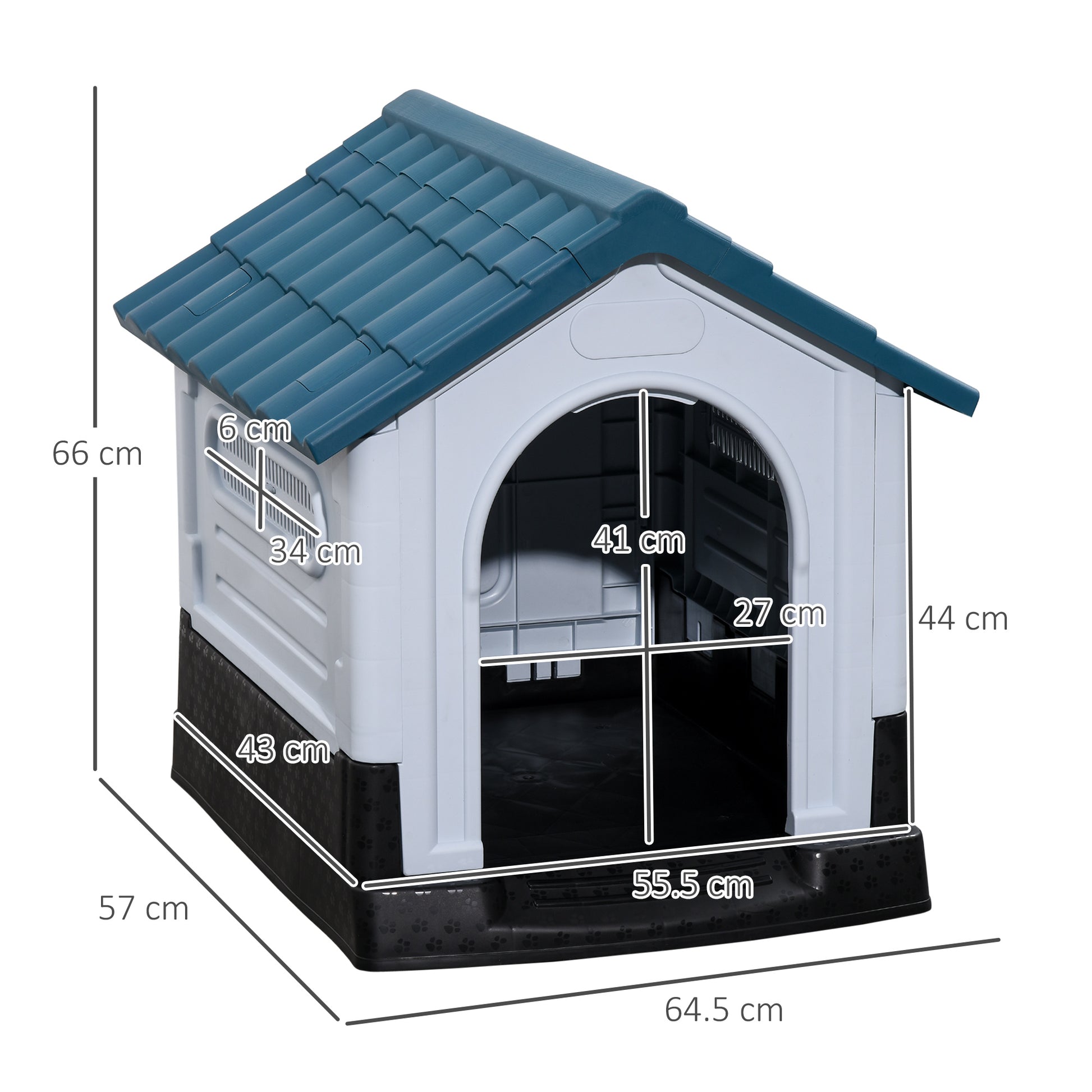 PawHut Outside Dog Kennel House, for Miniature Dogs, 64.5 x 57 x 66cm