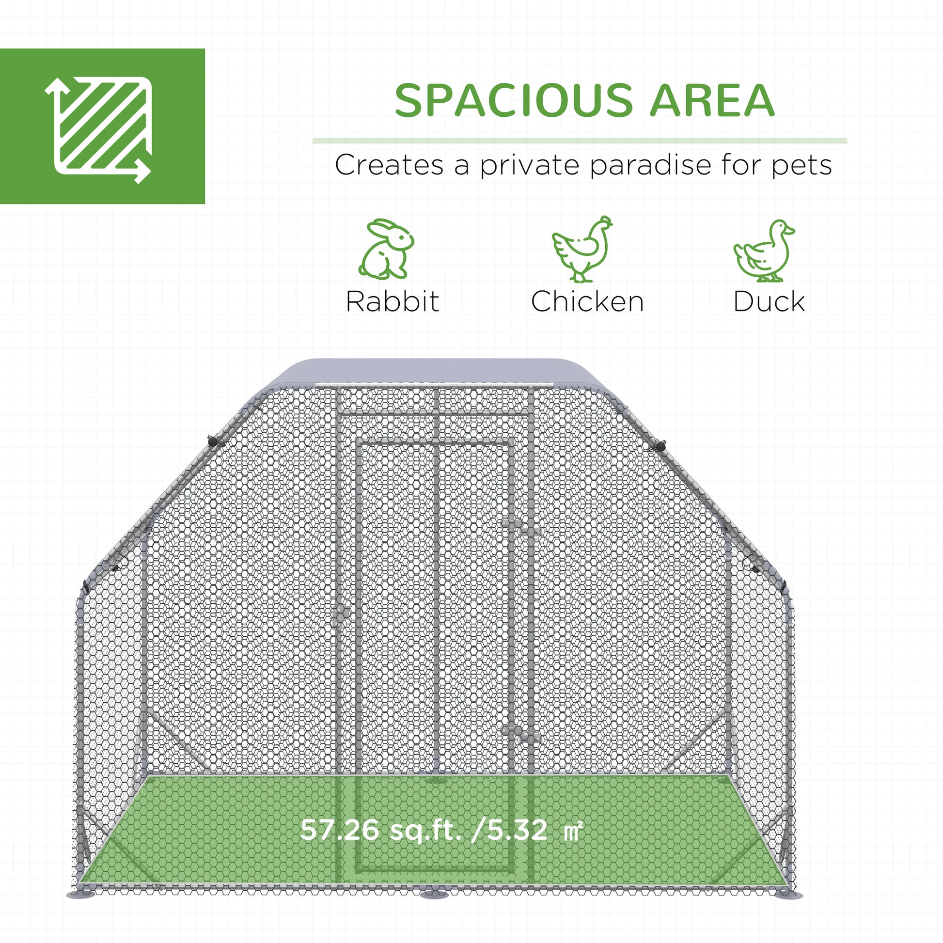 PawHut Chicken Run with Roof, Walk In Chicken Coop for 4-6 Chickens, Hen House Duck Pen Outdoor, 280x190x195 cm