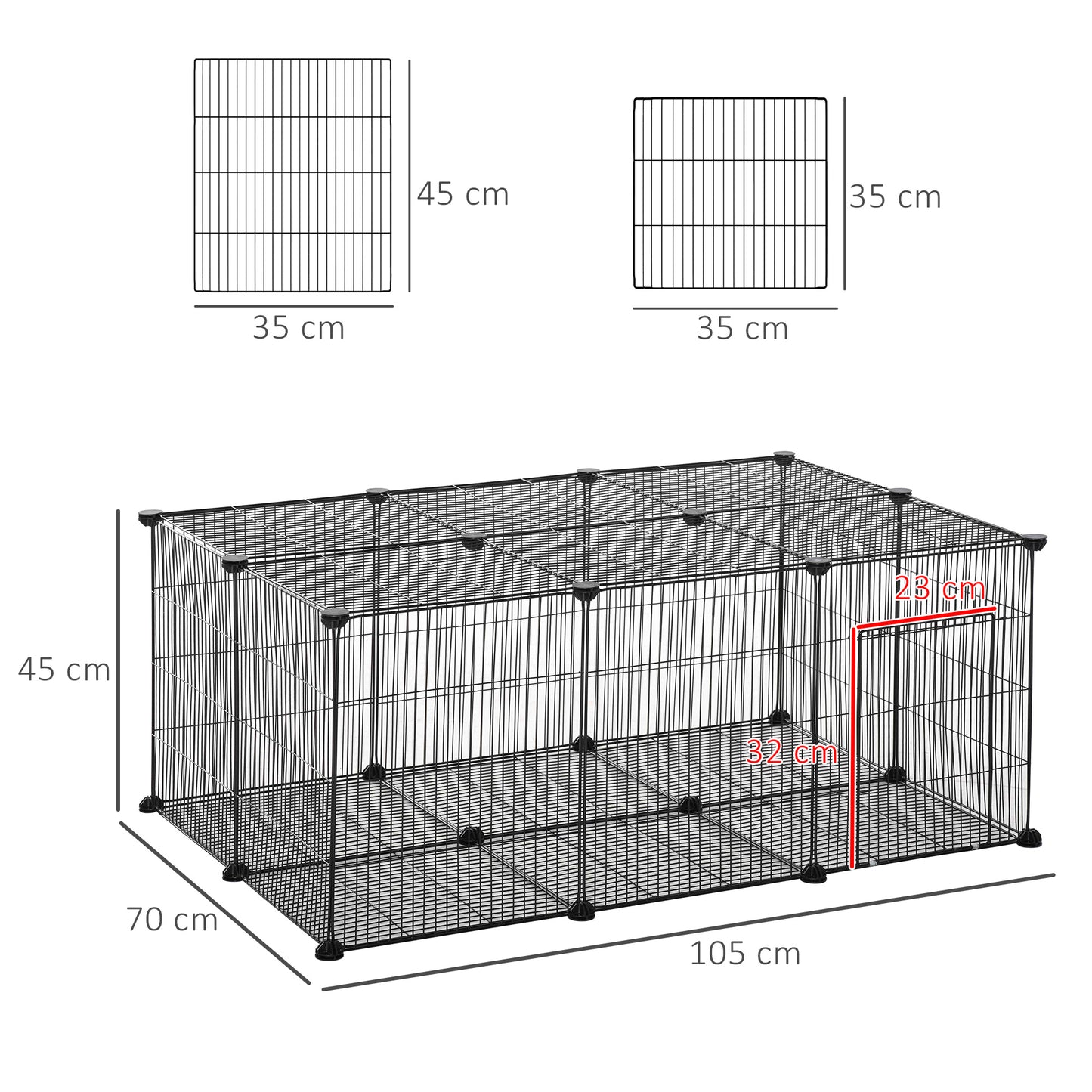 PawHut Pet Playpen DIY Small Animal Cage Metal Fence with Door, 22 Pieces, for Bunny Chinchilla Hedgehog Guinea Pig