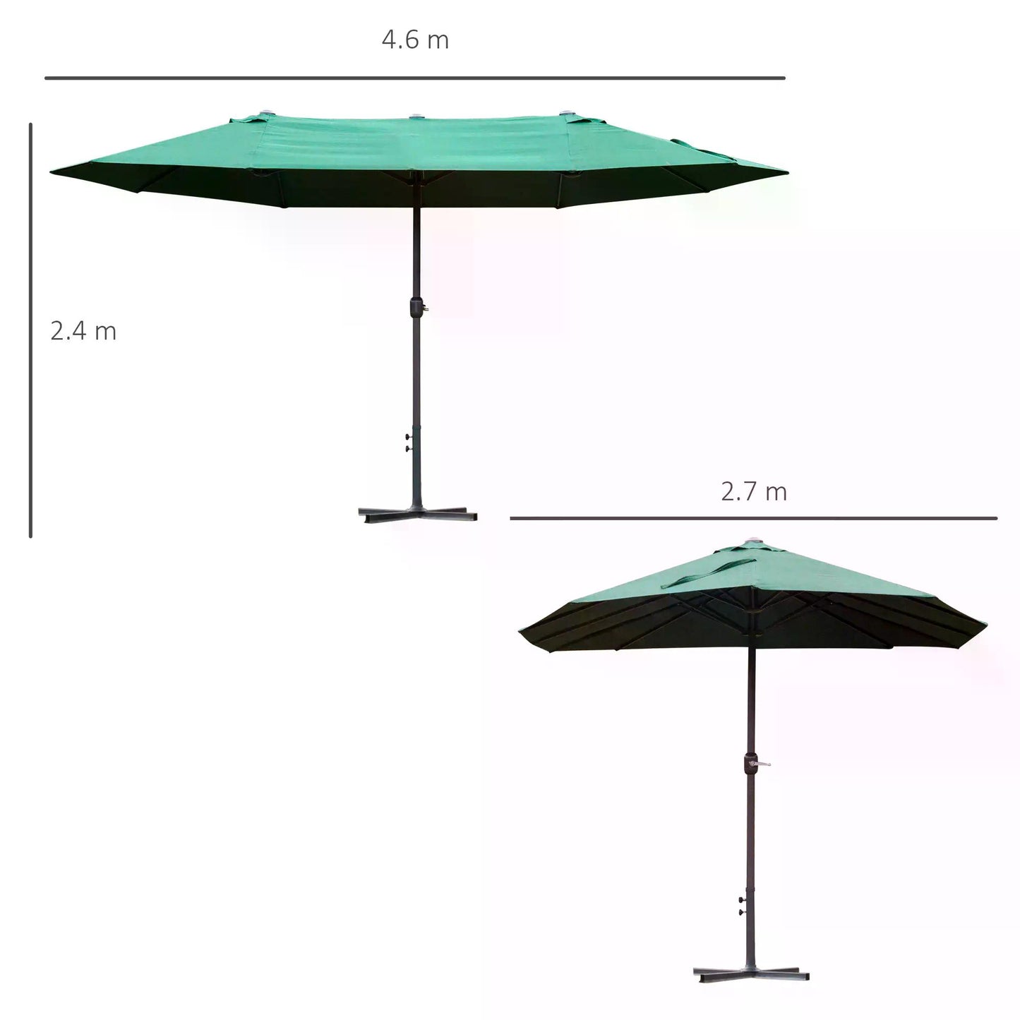 outsunny-4-6m-garden-parasol-double-sided-sun-umbrella-patio-market-shelter-canopy-shade-outdoor-dark-green