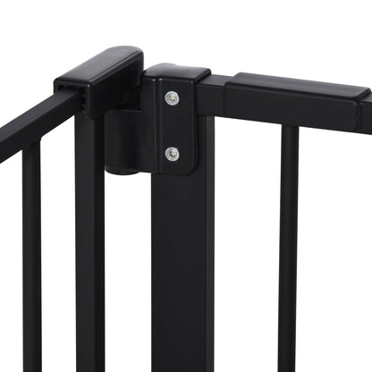 PawHut Retractable Pet Safety Gate Dog Barrier Home Doorway Corridors Room Divider Stair with 3 Extensions and Adjustable Screws Black 76.2 x 152.3 cm