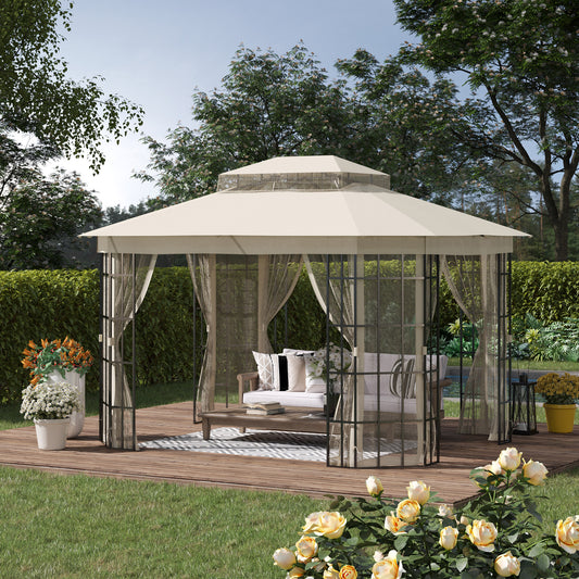 outsunny-3-7-x-3m-patio-gazebo-canopy-garden-tent-shelter-with-2-tiers-roof-and-mosquito-netting-metal-frame-beige