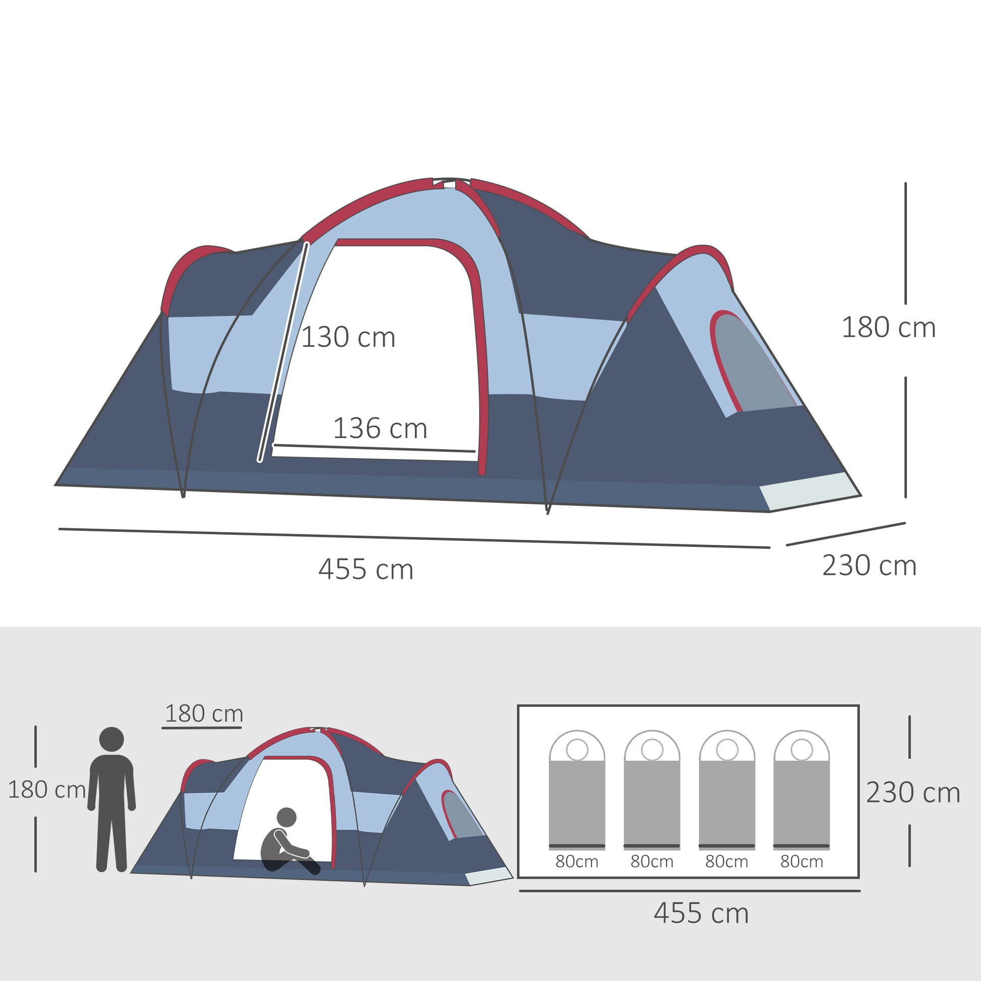 outsunny-5-6-man-dome-camping-tent-hiking-shelter-uv-protection-water-resistant-tunnel-sun-shade-grey