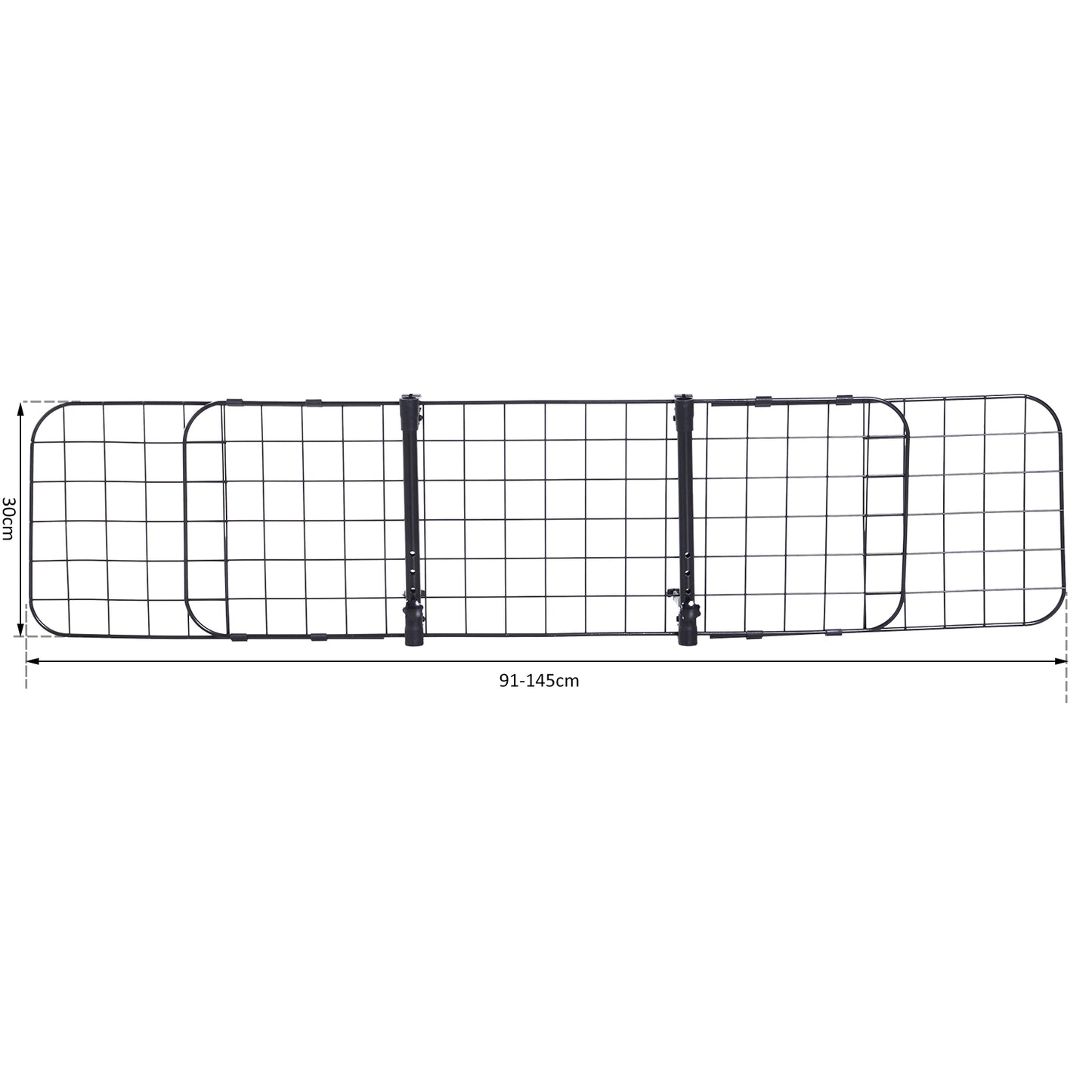 PawHut Heavy Duty Pet Car Barrier, 91-145Wx30H cm-Black