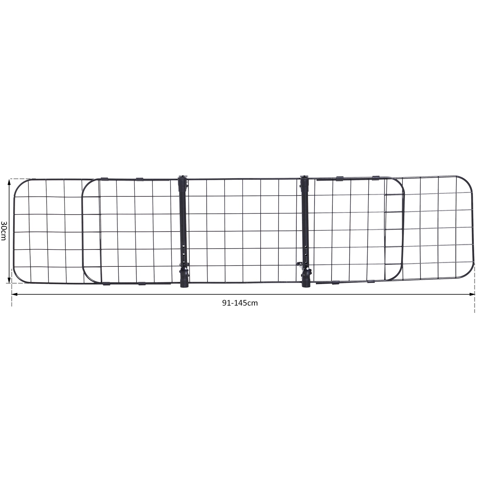 PawHut Heavy Duty Pet Car Barrier, 91-145Wx30H cm-Black