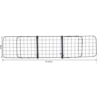 PawHut Heavy Duty Pet Car Barrier, 91-145Wx30H cm-Black