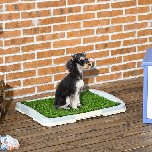 PawHut Puppy Training Pad Indoor Portable Puppy Pee Pad with Artificial Grass, Grid Panel, Tray, 63 x 48.5cm