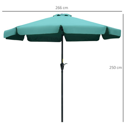 outsunny-2-66m-garden-parasol-umbrella-outdoor-market-table-umbrella-outdoor-sun-shade-with-ruffles-8-sturdy-ribs-green