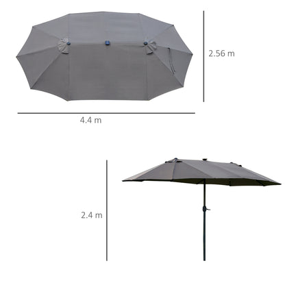 outsunny-4-4m-double-sided-sun-umbrella-garden-parasol-patio-sun-shade-outdoor-with-led-solar-light-dark-grey