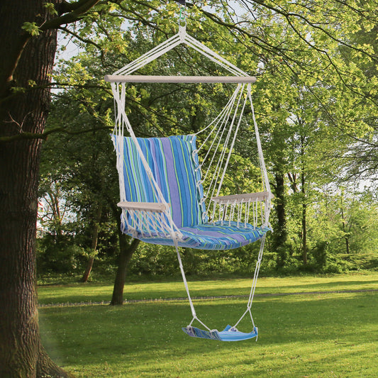 outsunny-outdoor-hammock-hanging-rope-chair-garden-yard-patio-swing-seat-wooden-w-footrest-armrest-cotton-cloth-blue