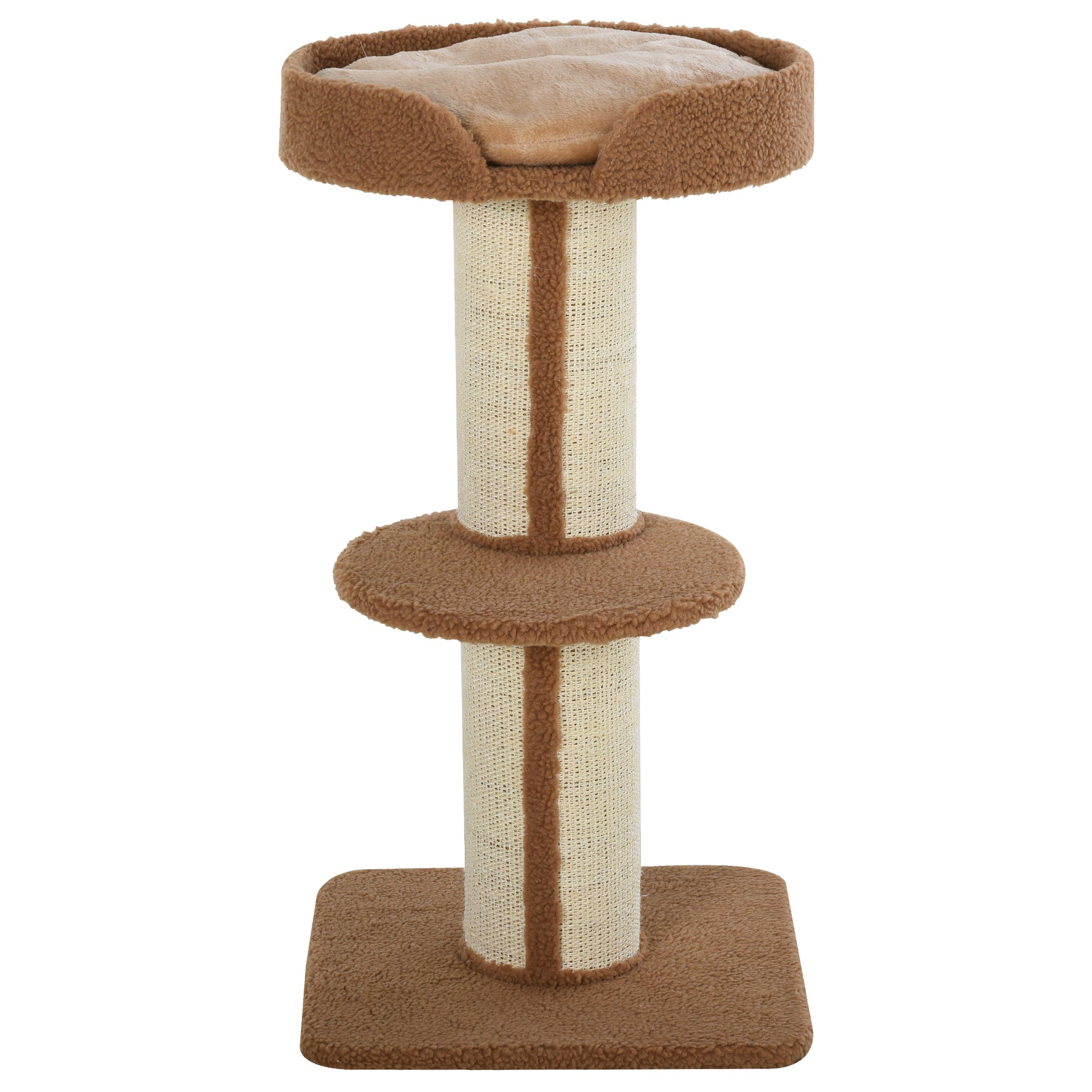 PawHut 91cm Cat Tree Kitten Activity Center Play Tower Perches Sisal Scratching Post Lamb Cashmere Brown