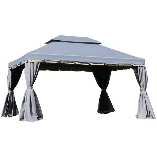 outsunny-3-x-4m-aluminium-alloy-gazebo-marquee-canopy-pavilion-patio-garden-party-tent-shelter-with-nets-and-sidewalls-grey