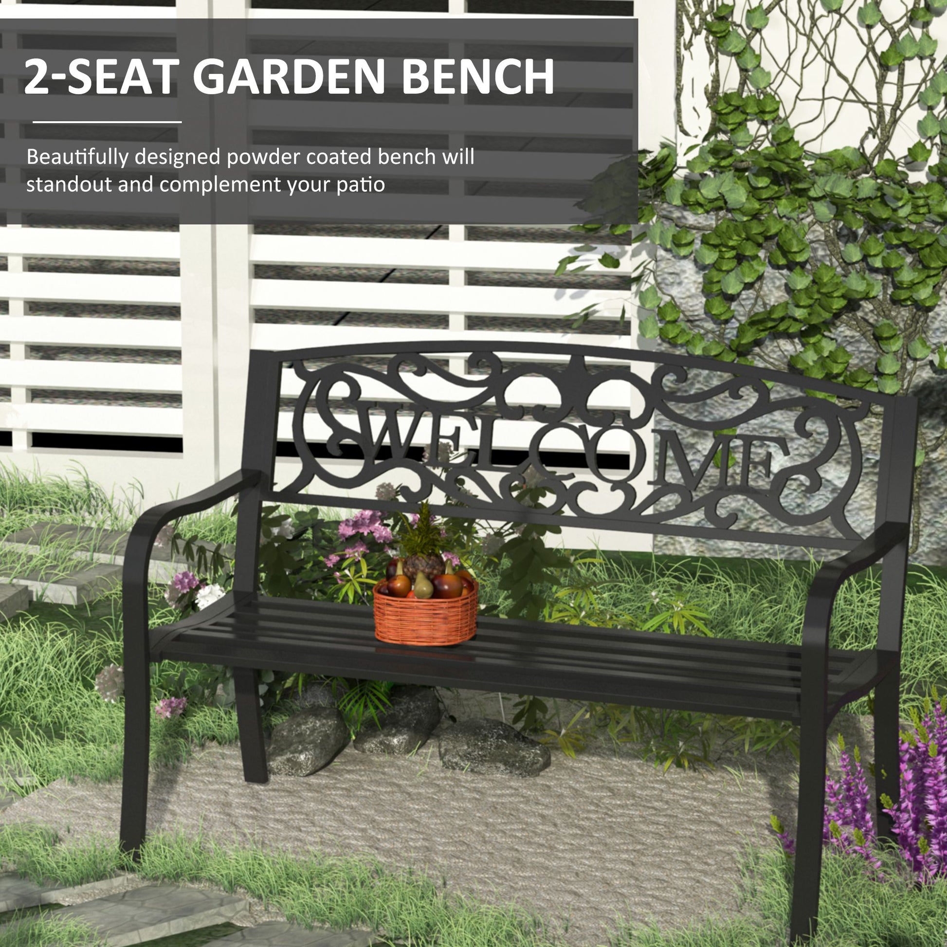 outsunny-2-seater-metal-garden-bench-patio-outdoor-park-porch-chair