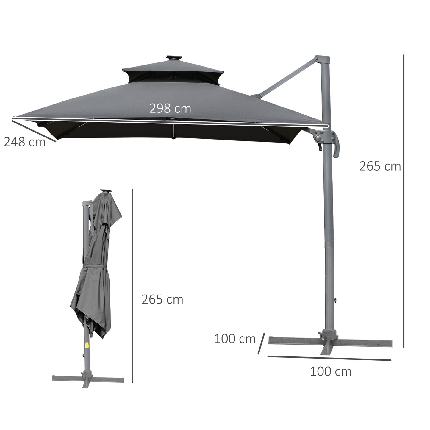 outsunny-3m-cantilever-parasol-outdoor-offset-patio-umbrella-solar-led-lighted-hanging-sun-shade-canopy-w-tilt-and-crank-handle-cross-base-grey