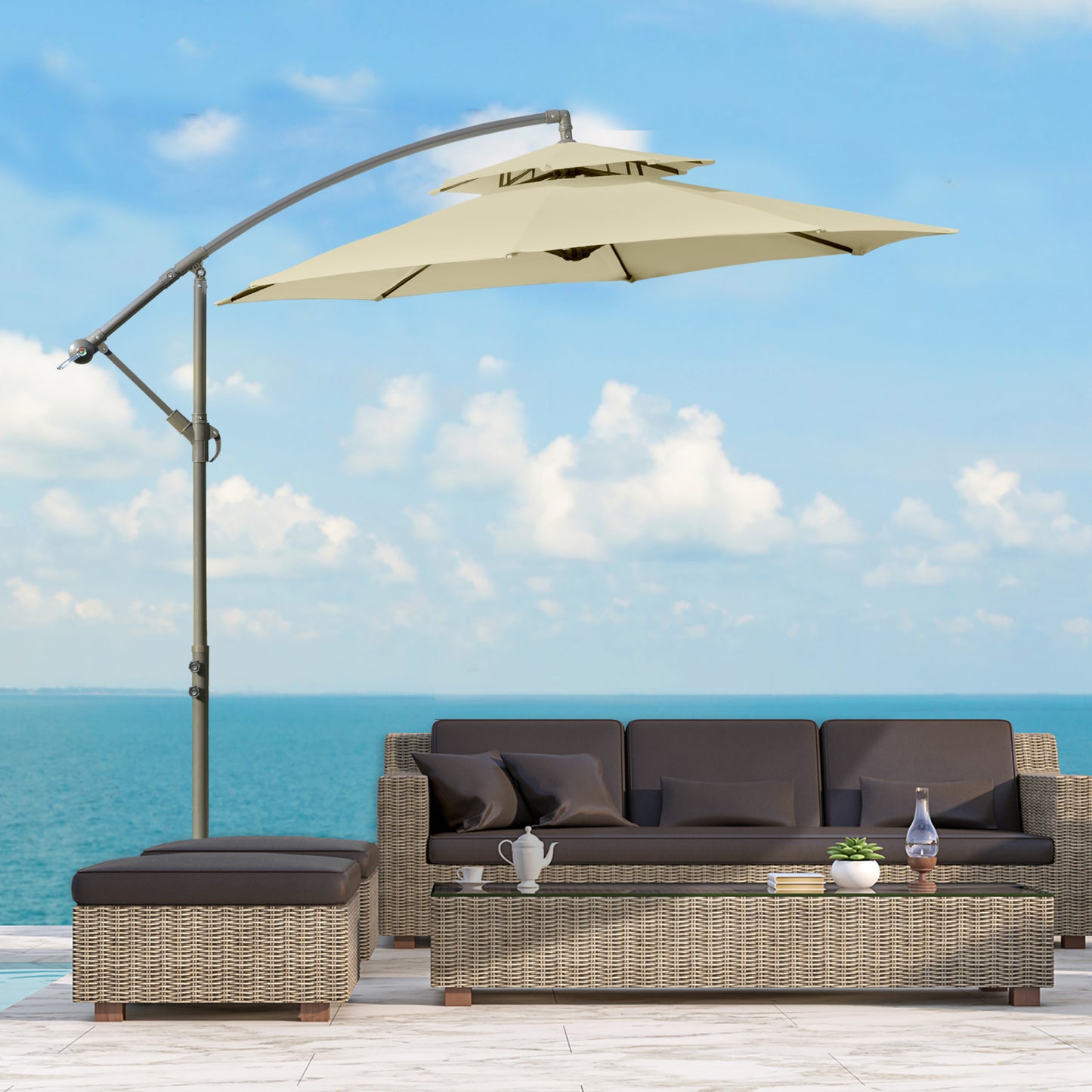 outsunny-2-7m-garden-banana-parasol-cantilever-umbrella-with-crank-handle-double-tier-canopy-and-cross-base-for-outdoor-hanging-sun-shade-beige